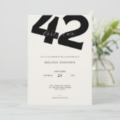 ミニマル42歳の誕生日招待状 - 太字のタイポグラフィ 招待状 (スタンド正面)