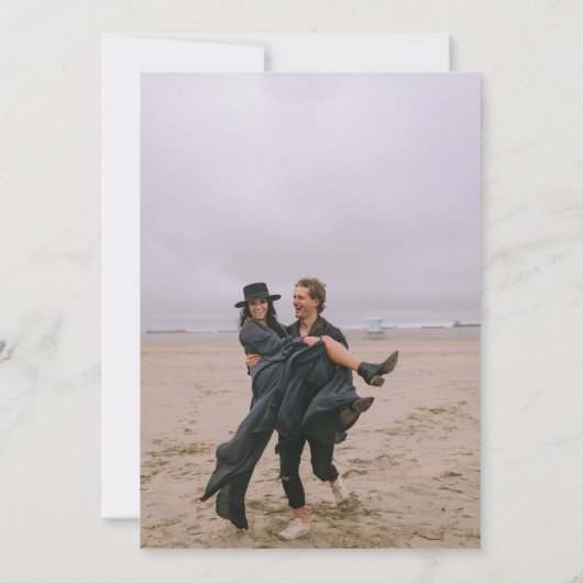 ミニマル5フォトイニシャルシンプルエレガントな結婚式 招待状 (裏面)