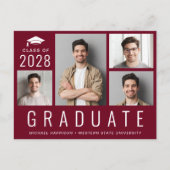 ミニマル5モダン枚フォトコラージュBurgundy卒業 案内ポストカード (正面)