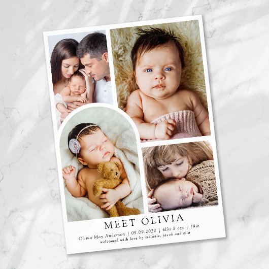 ミニマル5写真ハローベビー誕生 案内状