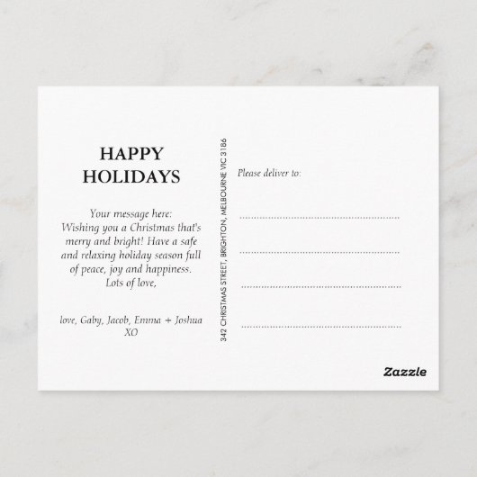 ミニマル5写真家族フォトクリスマス ポストカード (裏面)