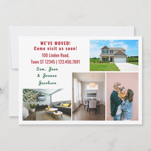 ミニマル5枚の写真を移動お知らせ 案内状 (正面)