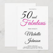 ミニマル50とファビュラス50歳の誕生日パーティー 招待状 (正面/裏面)