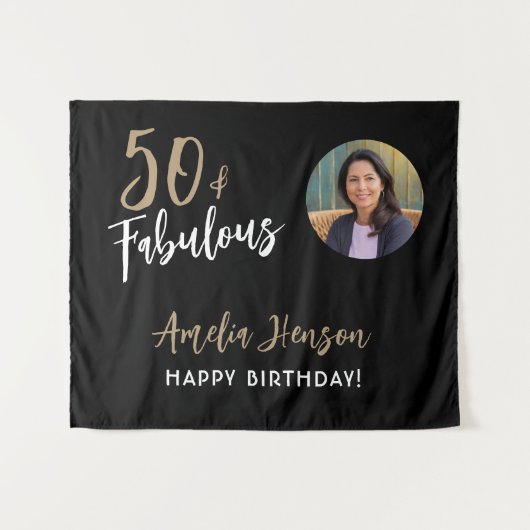 ミニマル50と素晴らしい写真50誕生日 タペストリー (正面(横))