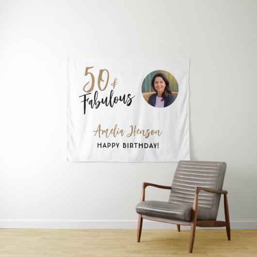 ミニマル50と素晴らしい写真50誕生日 タペストリー (インサイチュ(横))