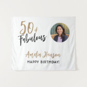 ミニマル50と素晴らしい写真50誕生日 タペストリー (正面(横))