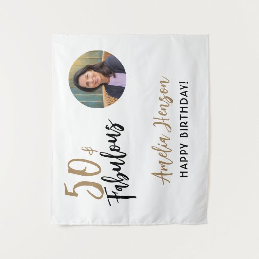 ミニマル50と素晴らしい写真50誕生日 タペストリー (正面)