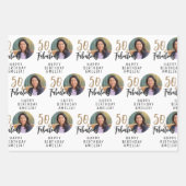 ミニマル50と素晴らしい写真50誕生日 ラッピングペーパーシート (正面2)
