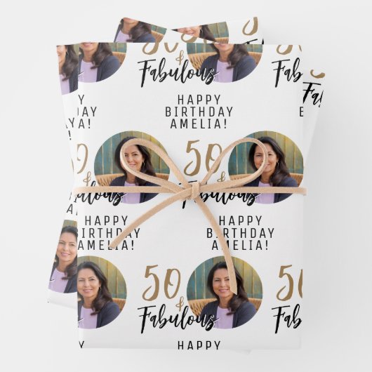 ミニマル50と素晴らしい写真50誕生日 ラッピングペーパーシート (インサイチュ)