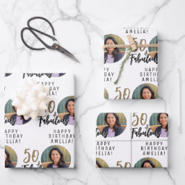 ミニマル50と素晴らしい写真50誕生日 ラッピングペーパーシート