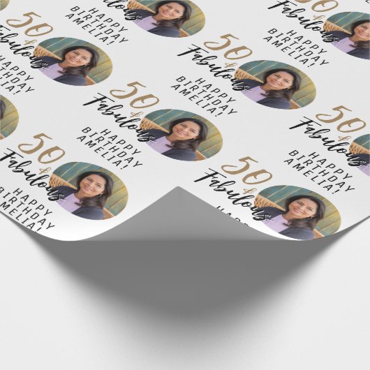 ミニマル50と素晴らしい写真50誕生日 ラッピングペーパー (角)