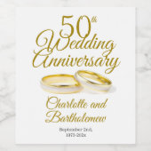 ミニマル50周年結婚パーティー ワインラベル (シングルラベル)