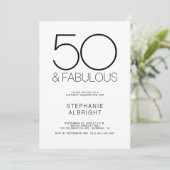 ミニマル50 おしゃれな50歳の誕生日パーティー 招待状 (スタンド正面)