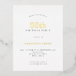 ミニマル50th誕生日パーティーグラム実在 箔招待状ポストカード