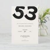 ミニマル53歳の誕生日招待状 - 太字のタイポグラフィ 招待状 (スタンド正面)