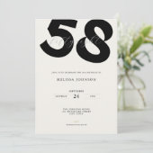 ミニマル58歳の誕生日招待状 - 太字のタイポグラフィ 招待状 (スタンド正面)