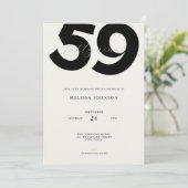 ミニマル59歳の誕生日招待状 - 太字のタイポグラフィ 招待状 (スタンド正面)