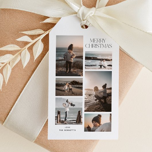 ミニマル6フォトコラージメリークリスマス ギフトタグ