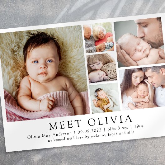 ミニマル6写真こんにちはベビー誕生のお知らせ 案内状