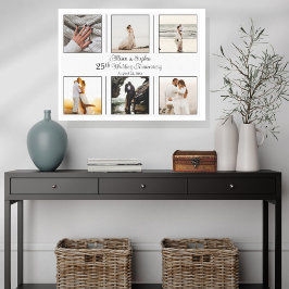 ミニマル6写真25th結婚アニバーサリーキャンバス キャンバスプリント
