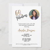 ミニマル60と素晴らしい写真60誕生日 招待状 (正面)