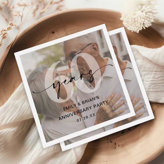 ミニマル60周年結婚記念写真 スタンダードカクテルナプキン