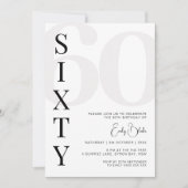 ミニマル60歳の誕生日パーティーの招待状 招待状 (正面)