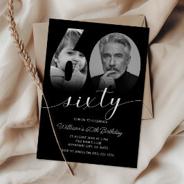 ミニマル60誕生日60写真 招待状
