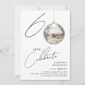 ミニマル60thディスコボール誕生日パーティー 招待状 (正面)