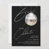 ミニマル60thディスコボール誕生日パーティー 招待状 (正面)