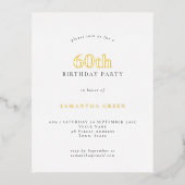 ミニマル60th誕生日パーティラグジュアリー実在ズ 箔招待状ポストカード (正面)