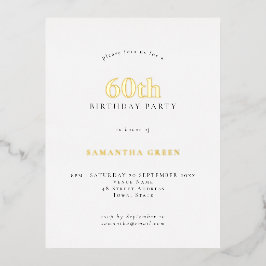 ミニマル60th誕生日パーティラグジュアリー実在ズ 箔招待状ポストカード