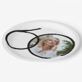 ミニマル60th誕生日フォト白黒シック ペーパープレート (アングル)