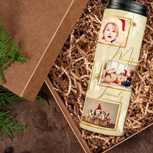 ミニマル7写真テンプレートベージュ金ゴールドクリスマス タンブラー