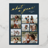 ミニマル7枚の写真コラージュスクリプト 1年を振り返って 箔シーズンカード (正面)