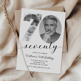 ミニマル70誕生日70写真 招待状