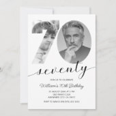 ミニマル70誕生日70写真 招待状 (正面)