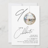 ミニマル90thディスコボール誕生日パーティー 招待状 (正面)