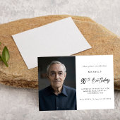 ミニマル99白黒90thフォト誕生日 招待状