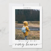 ミニマル おしゃれなリングベアラー フォト プロポーズ 招待状 (正面)