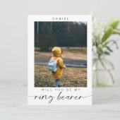 ミニマル おしゃれなリングベアラー フォト プロポーズ 招待状 (スタンド正面)