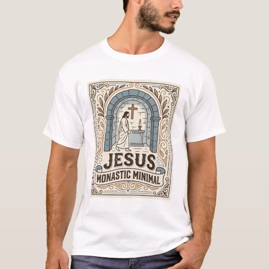 ミニマル イエス修道士 キリスト教 Tシャツ (正面)