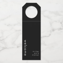 ミニマル ウェルカム ブラック ボトル ハンガー タグ
