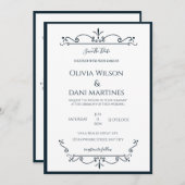 ミニマル&エレガントヴィンテージモノグラ結婚ム 招待状 (正面/裏面)