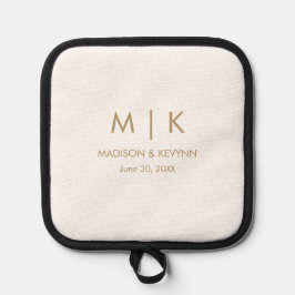 ミニマル&エレガント金ゴールドモノグラ結婚ム 鍋敷き