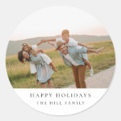 ミニマル エレガント シンプル | クリスマス ファミリー フォト ラウンドシール (正面)