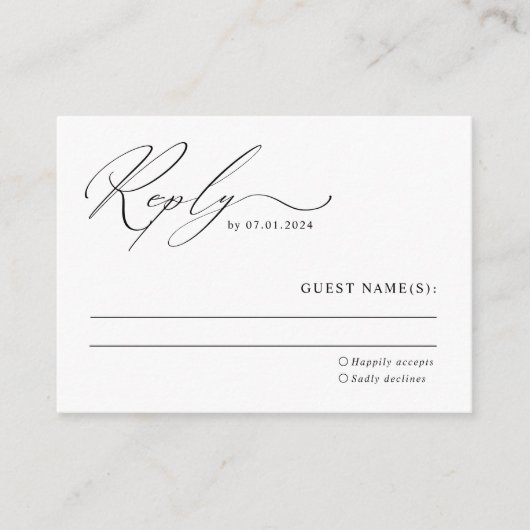 ミニマル エレガント スクリプト ウェディング RSVP カード (正面)