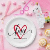 ミニマル エレガント ハート ペーパープレート (パーティー)