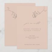 ミニマル カスタム デリケート フローラル ウェディング 招待状 (正面/裏面)