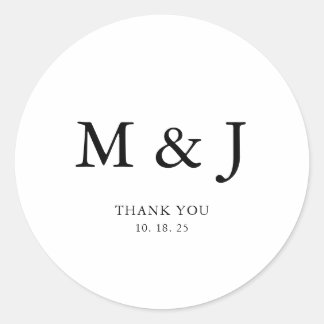 ミニマル カップル モノグラム 結婚式 ありがとうございます ラウンドシール